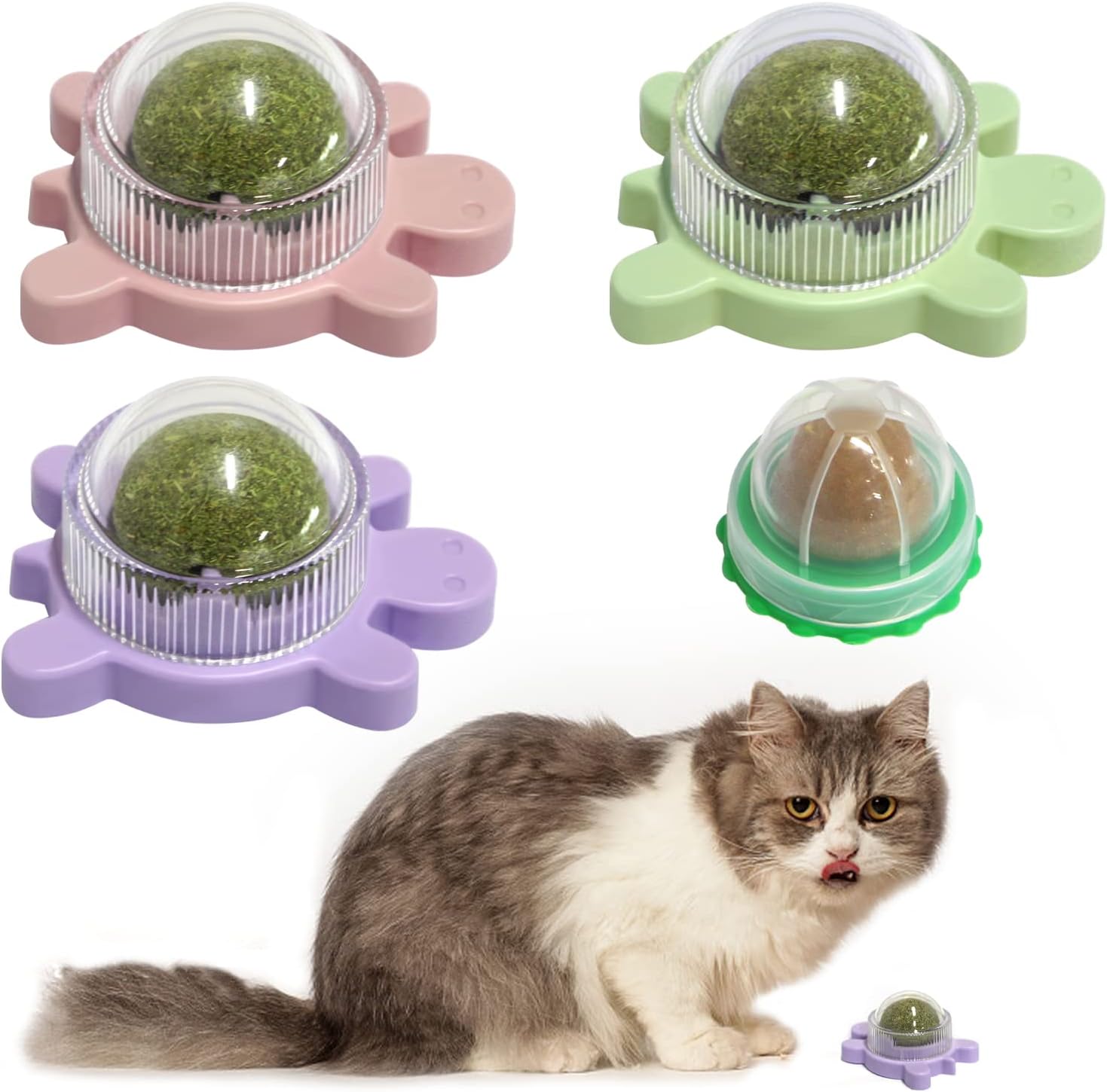 Interactive Catnip Ball Toy – Rotatable, Wall-Mountable & Dental Health Booster
