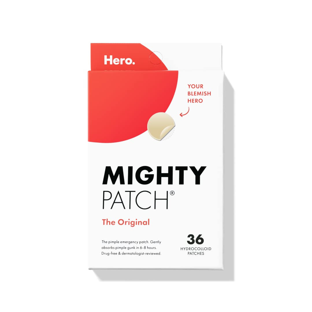 Hero Cosmetics Mighty Patch™ Original – Hydrocolloid Acne Pimple Patches for Face & Skin, Vegan-Friendly, 36 or 72 Count