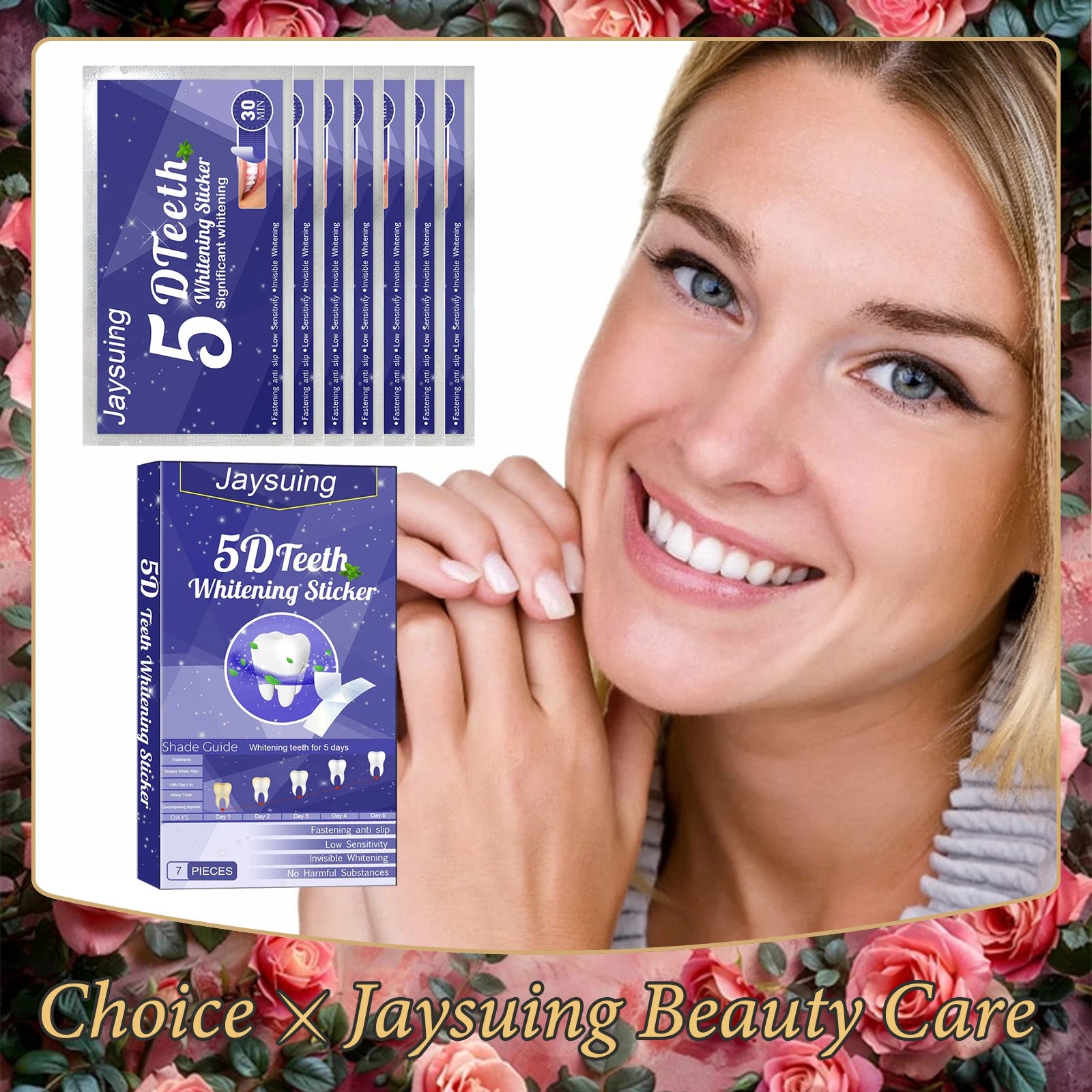 Professional Teeth Whitening Strips - 7pc Stain Removal Kit for Brighter Smile