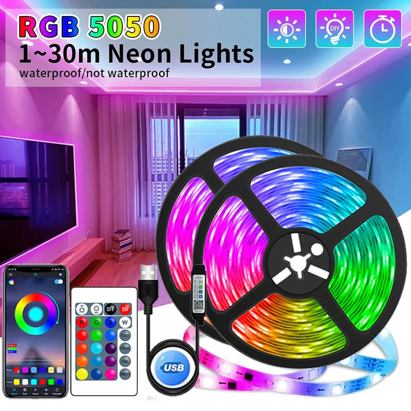 Smart RGB LED Strip Lights – WiFi & Bluetooth App Control, 16 Million Colors for Home Decor