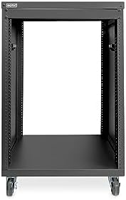 19-Inch 16U Audio Rack with Wheels, 136kg Capacity, Black