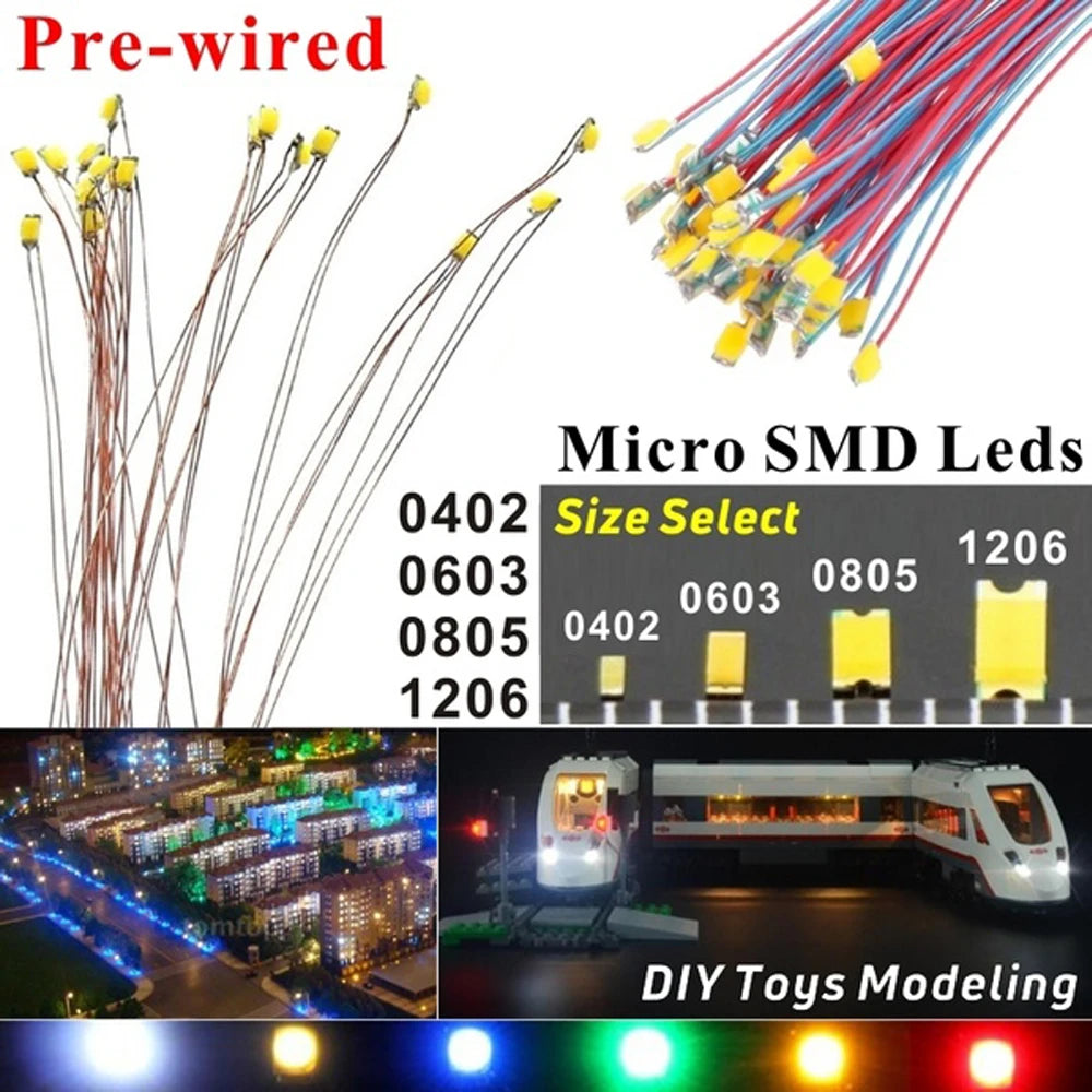 12V SMD LED Light Kit for Model Trains & Dioramas - 5pc Pre-Wired Micro Lights with Resistors