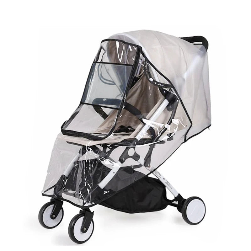 Waterproof EVA Baby Stroller Rain Cover with Zipper, Transparent Wind and Dust Shield for Pushchairs