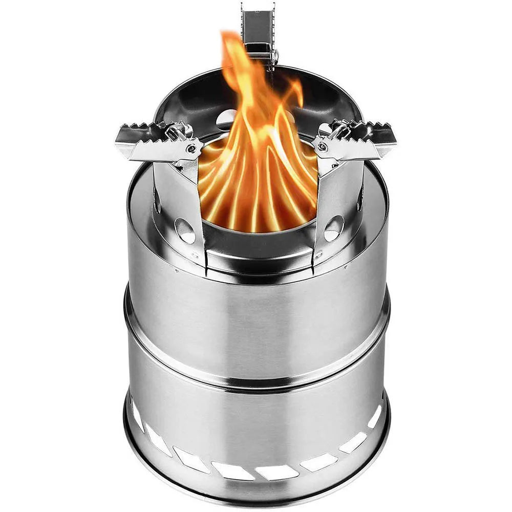 Ultralight Stainless Steel Wood Burning Camping Stove for Outdoor Adventures
