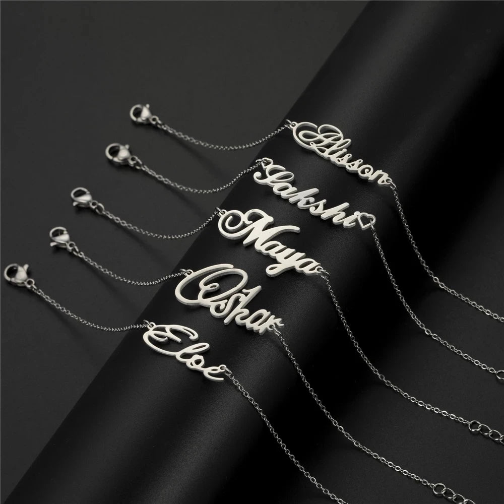 Custom Name Bracelet with Crown Charm - Personalized Stainless Steel Jewelry for Women & Girls