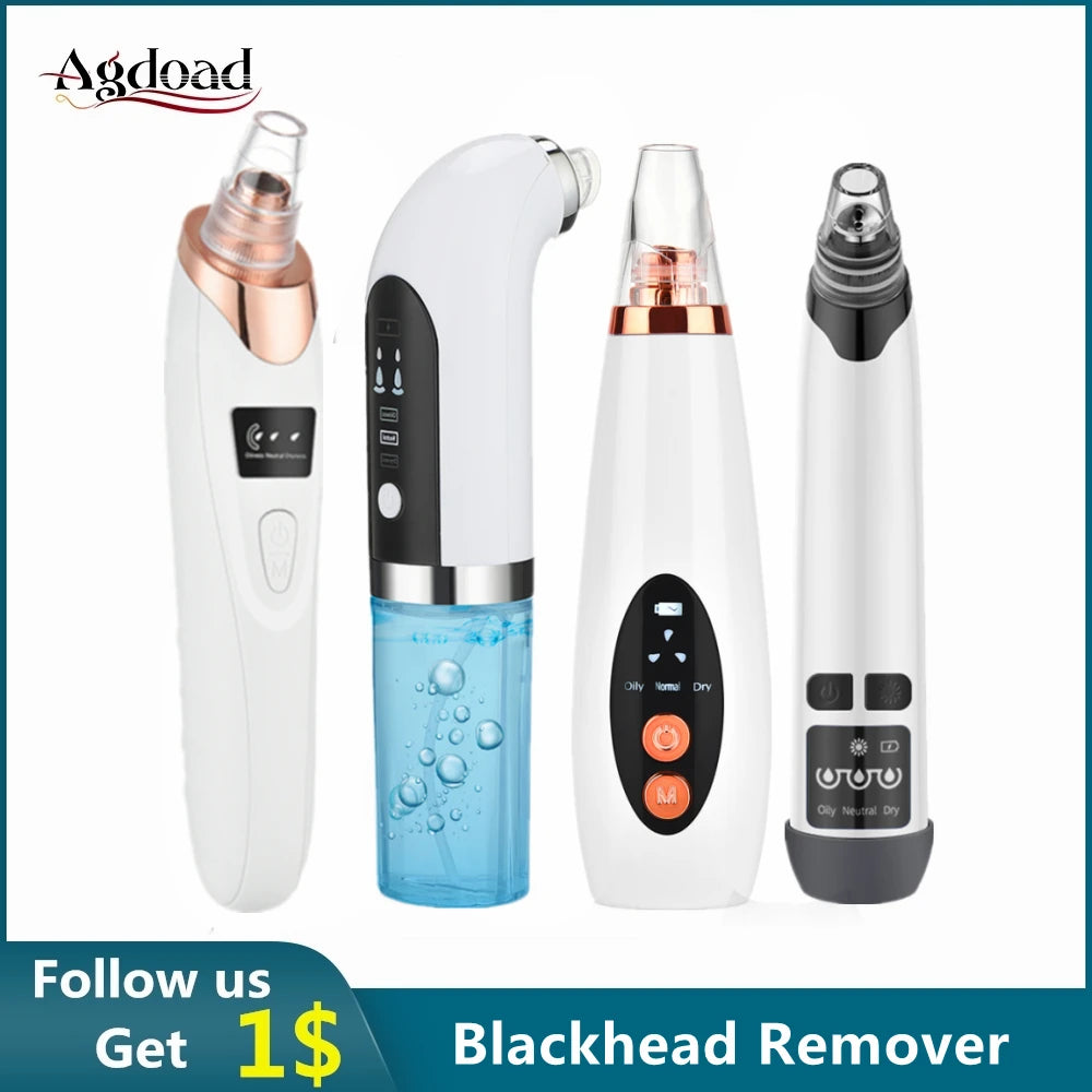 Rechargeable Electric Blackhead Remover with Vacuum Suction & Blue Light Therapy