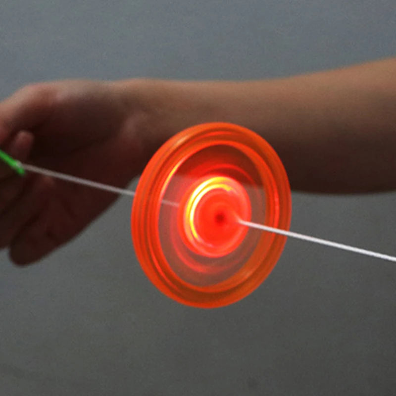 Glowing Spinning Top Toy - Light-Up Flywheel with Pull String for Kids