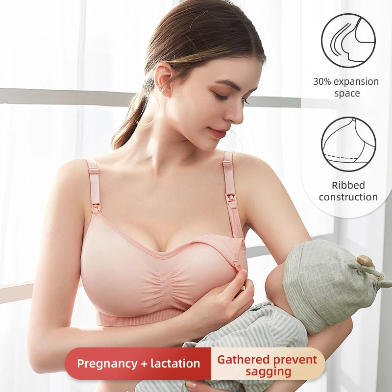 Wire-Free Maternity Nursing Bra with Adjustable Straps and Front Closure