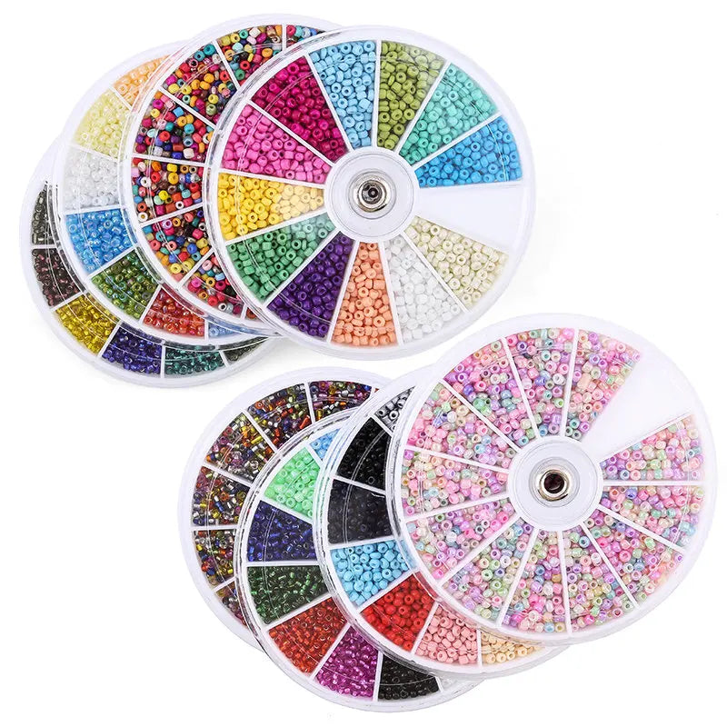 2000-Piece Glass Seed Beads Kit - 12-Color DIY Jewelry Making Set for Bracelets & Necklaces