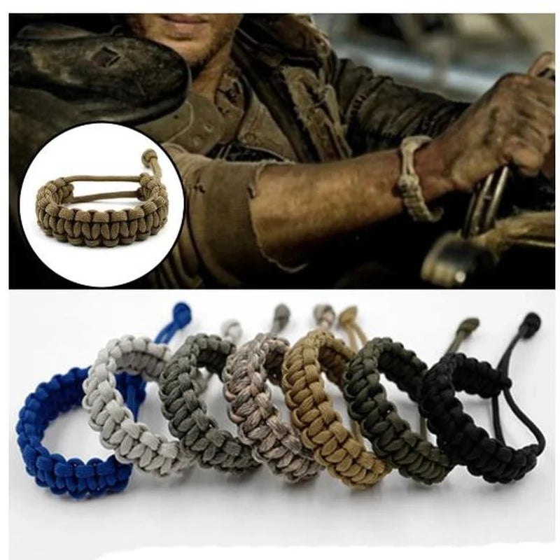7-Color Paracord Survival Bracelet – 550lb Adjustable Emergency Rope for Outdoor Adventures