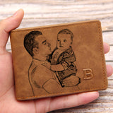 Custom Engraved Leather Wallet – Personalized Photo & Name Wallet for Men