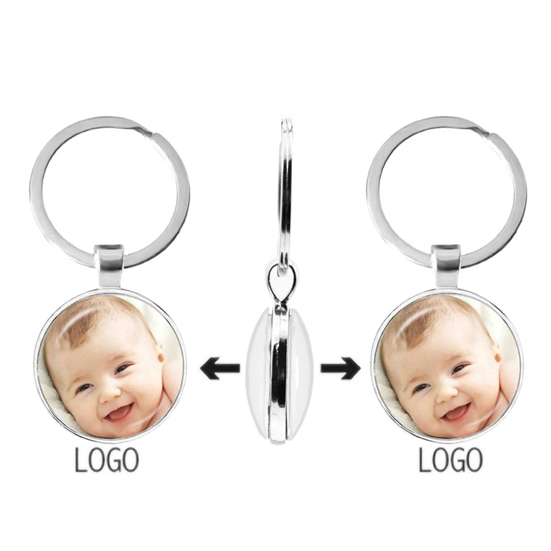 Personalized Photo Keychain – Custom Round Glass Keyring with Engraving