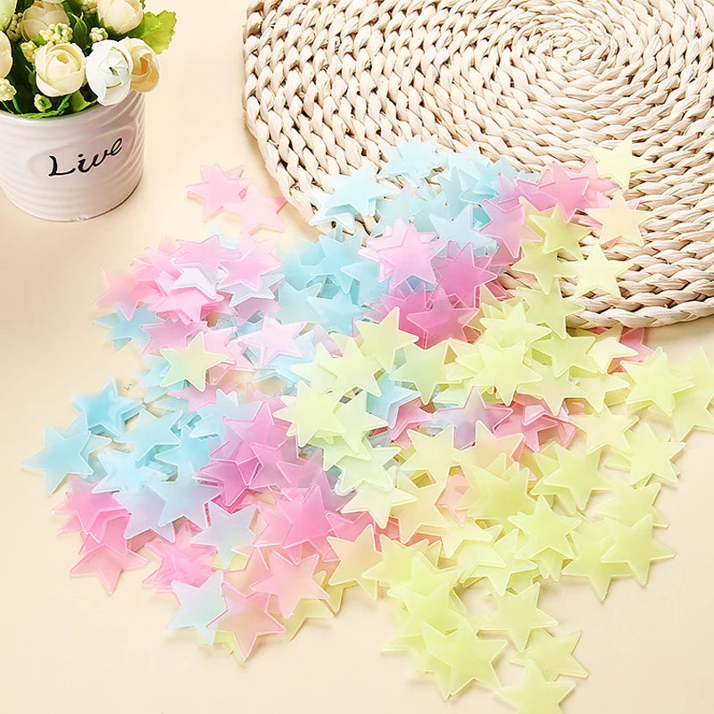 Glow-in-the-Dark 3D Star Wall Stickers for Kids’ Room Decor