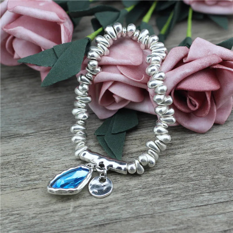 Adjustable Crystal Heart Charm Bracelet for Women
