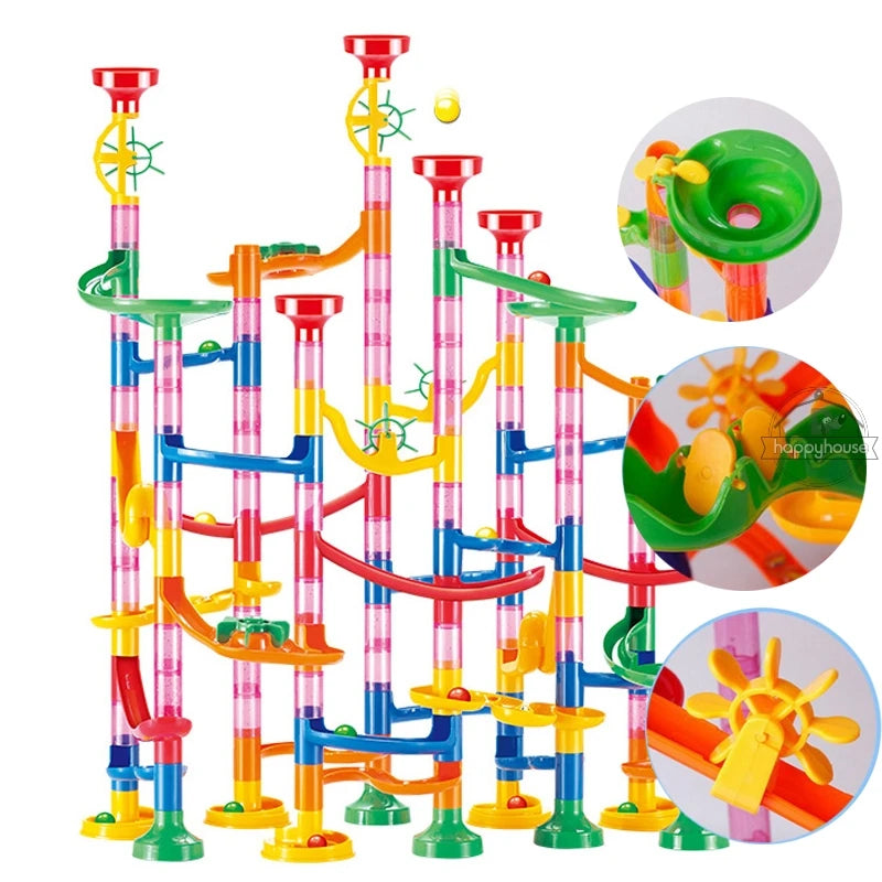 DIY Marble Run Race Track Building Set – 105-Piece Educational STEM Toy for Kids