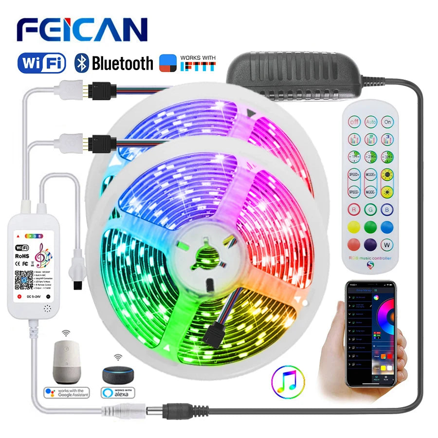 Smart LED Strip Lights – WiFi RGB Color Changing Lights with Music Sync & Voice Control