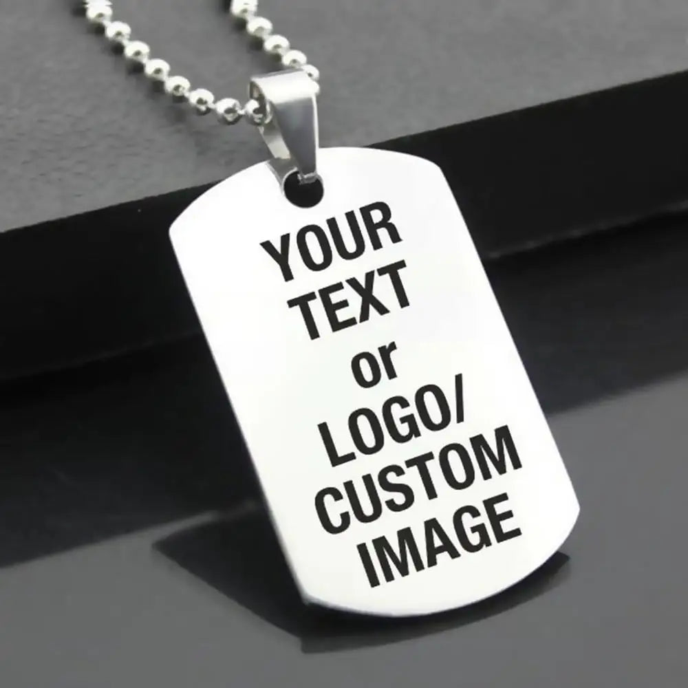 Custom Engraved Stainless Steel Dog Tag – Personalized Military Pendant with Chain
