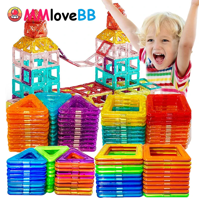 Magnetic Building Blocks Set - STEM Educational Toys for Kids with Big & Mini Pieces