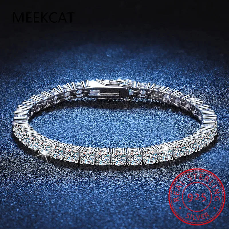 3mm Moissanite Tennis Bracelet - 925 Sterling Silver Sparkling Women's Jewelry