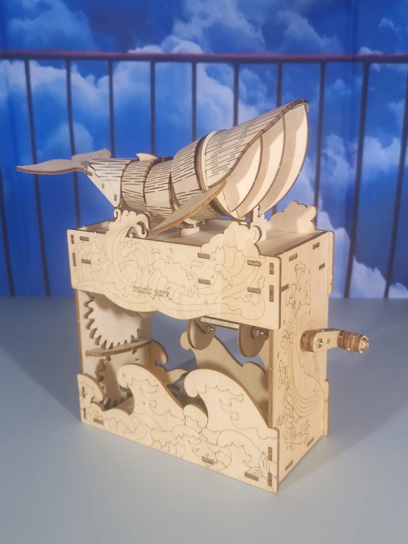 3D Wooden Whale Music Box Puzzle - Handcrafted DIY Model Kit