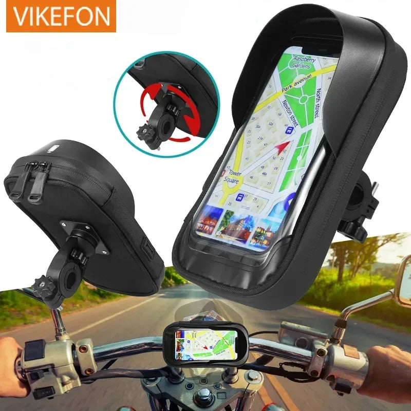 Motorcycle Handlebar Bag Phone Holder – Universal Waterproof Touchscreen Holder for 4.5-6.4 Inch Phones
