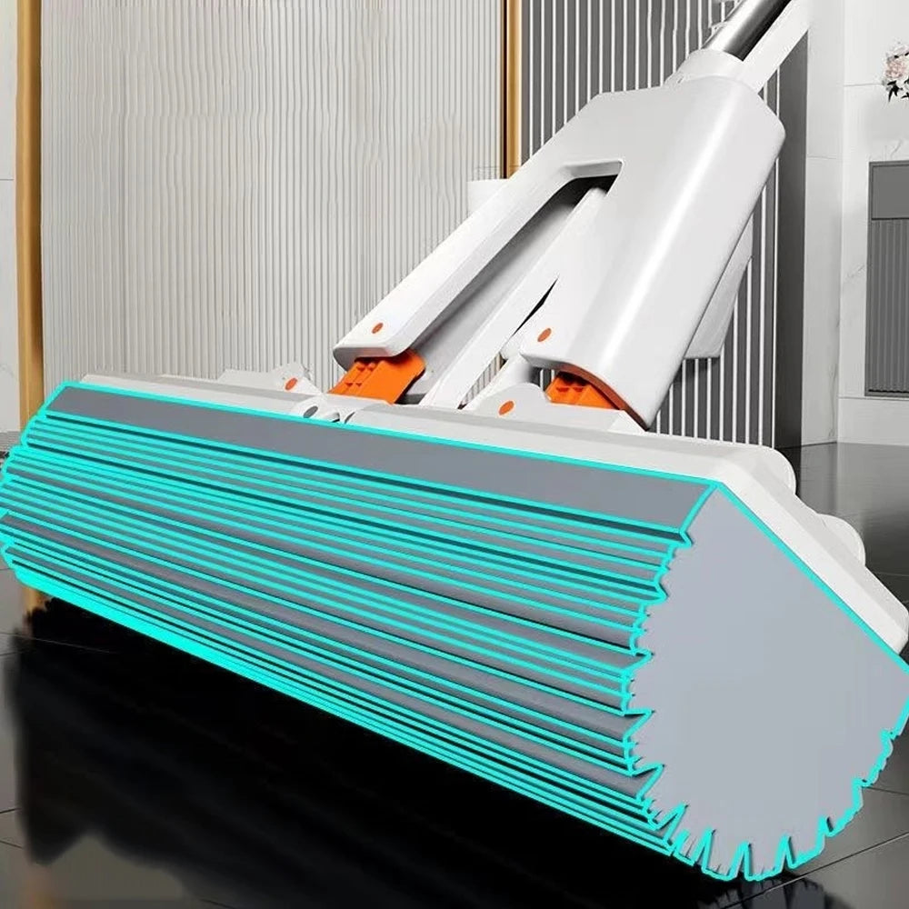 Multifunctional Squeeze Mop with Self-Draining Sponge for Easy Floor Cleaning