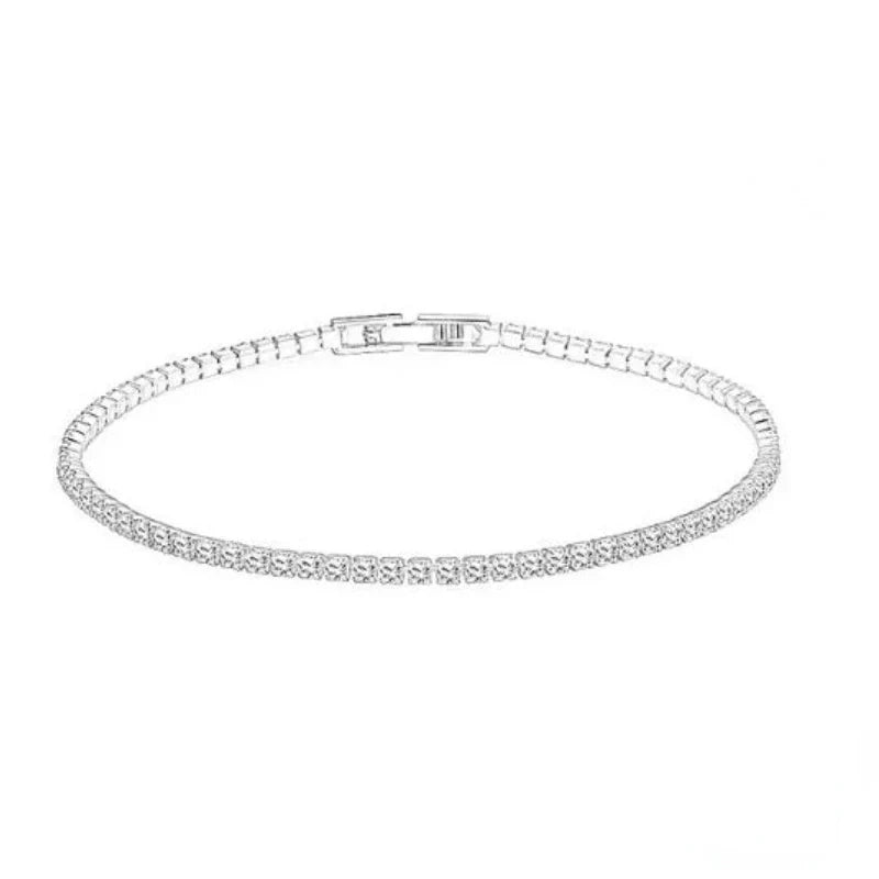 Elegant 925 Sterling Silver Zircon Charm Bracelet – Timeless Jewelry for Any Occasion
