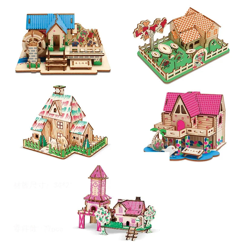3D Wooden Windmill Puzzle - DIY Educational Building Toy for Kids & Adults