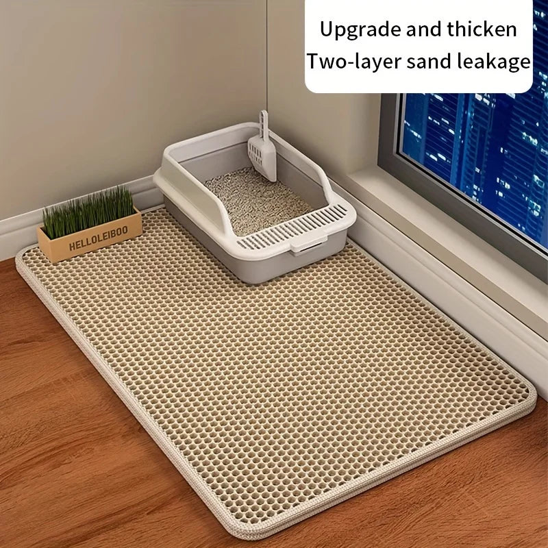 Extra Large Cat Litter Mat - Honeycomb Double Layer for Superior Scatter Control