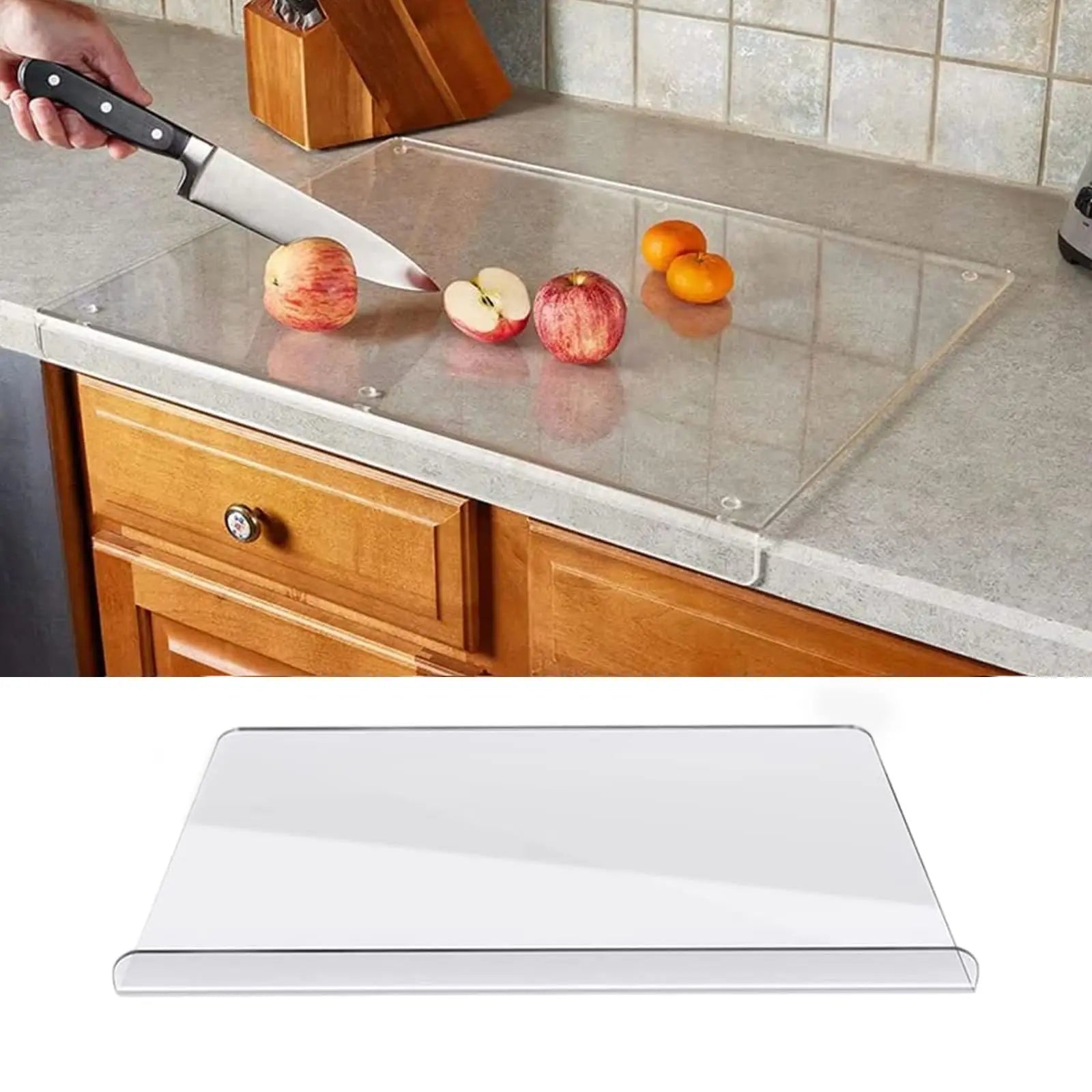 Clear Acrylic Cutting Board – Non-Slip Countertop Protector with Raised Edge