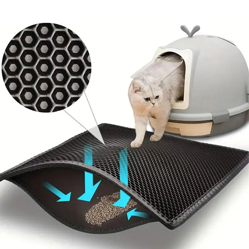 Waterproof Double-Layer Cat Litter Mat – Traps Litter & Keeps Floors Clean