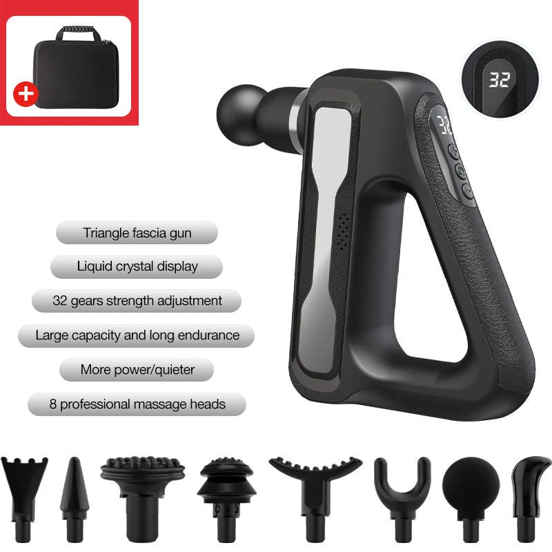Portable Deep Tissue Massage Gun with 32 Speeds & 8 Heads – Muscle Recovery & Pain Relief