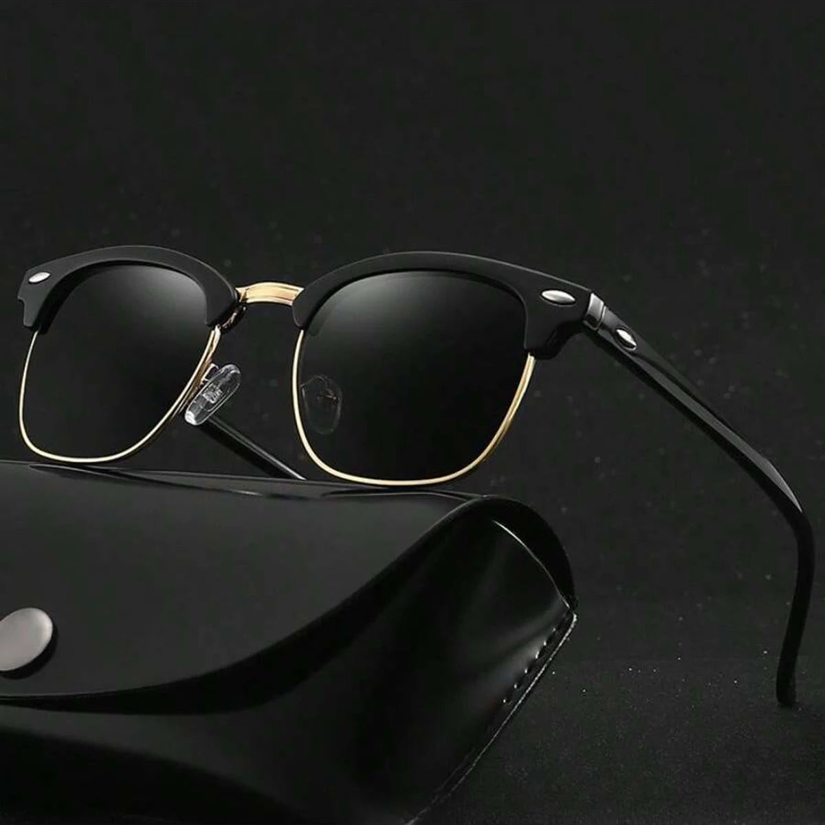 Classic Retro Half-Frame Sunglasses – Vintage Style with UV Protection & Reflective Lenses