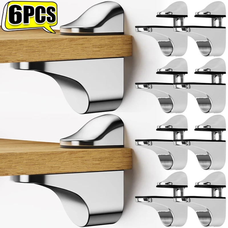 Adjustable Zinc Alloy Shelf Brackets – Heavy-Duty Wall Mount for Glass & Wood Shelves