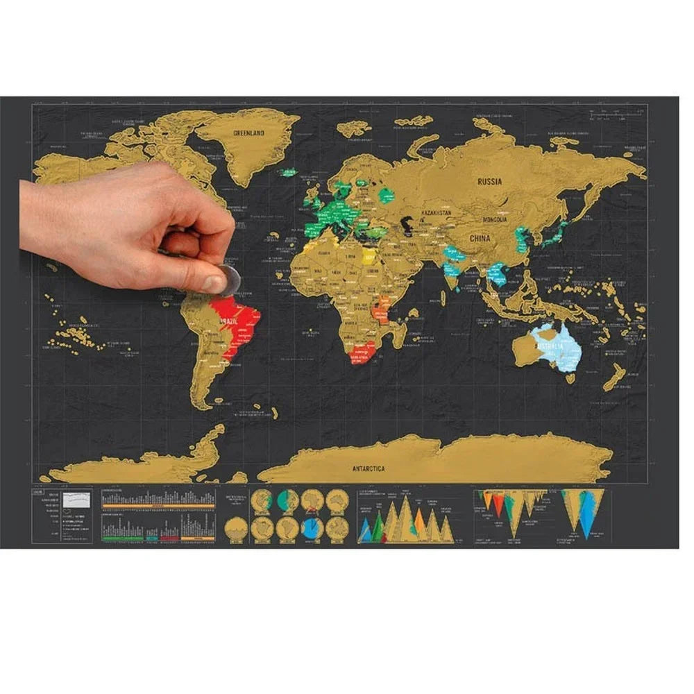 Scratch-Off World Map Poster – Retro Travel Décor for Home, Office & Gift Giving