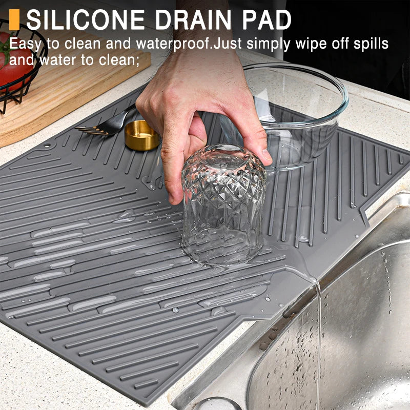 Silicone Dish Drying Mat – Non-Slip, Heat-Resistant Kitchen Drain Pad