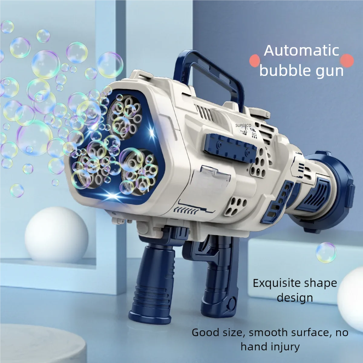 88-Hole Rechargeable Bubble Gun for Kids – No-Spill LED Cartoon Bubble Machine Toy
