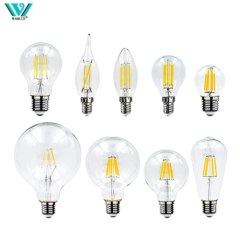 Vintage LED Edison Bulb – E14 & E27 | 2W-8W | 220V | Warm White Filament Light