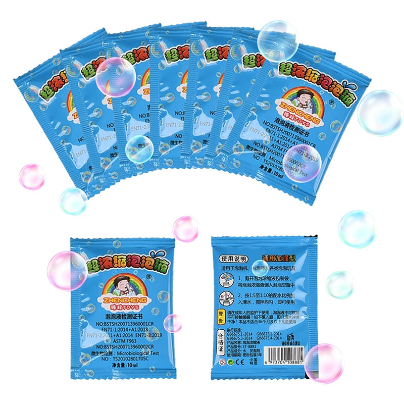 10-Piece Bubble Liquid Soap Refill Set – Ultra-Concentrated, Non-Toxic Bubble Solution for Bubble Guns and Machines