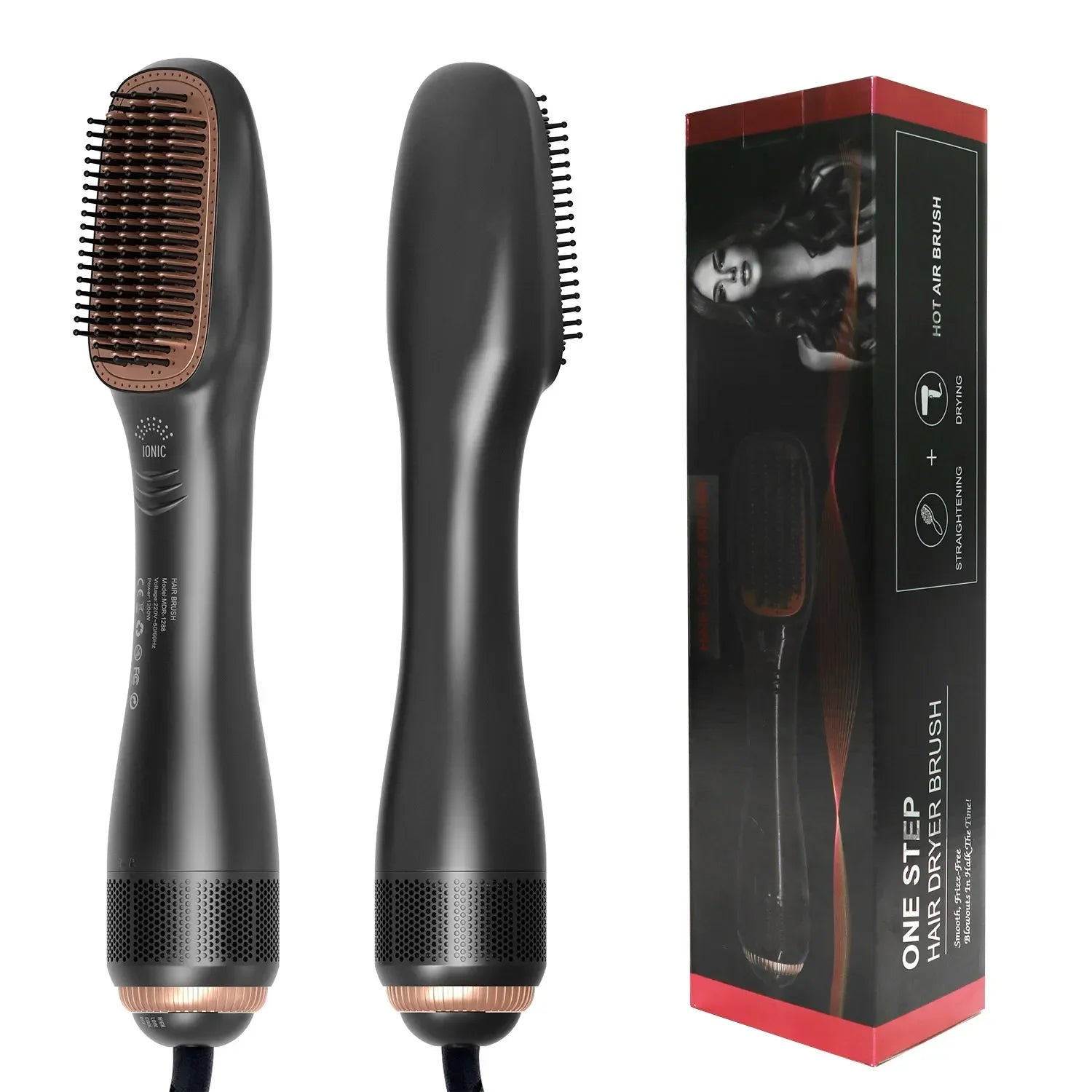 3-in-1 Ionic Hair Dryer Brush - 1200W Tourmaline Ceramic Styler for All Hair Types