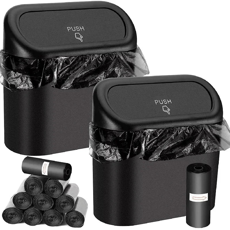 3-Piece Mini Car Trash Can Set – Leak-Proof with Lid & 60 Garbage Bags