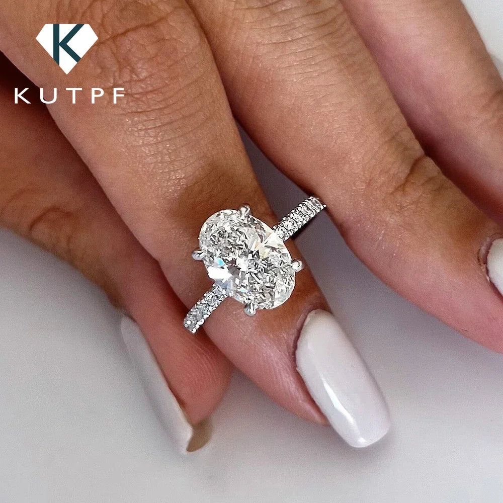 Oval Cut Moissanite Engagement Ring – 1/2/3 Carat D Color VVS1 in 925 Sterling Silver