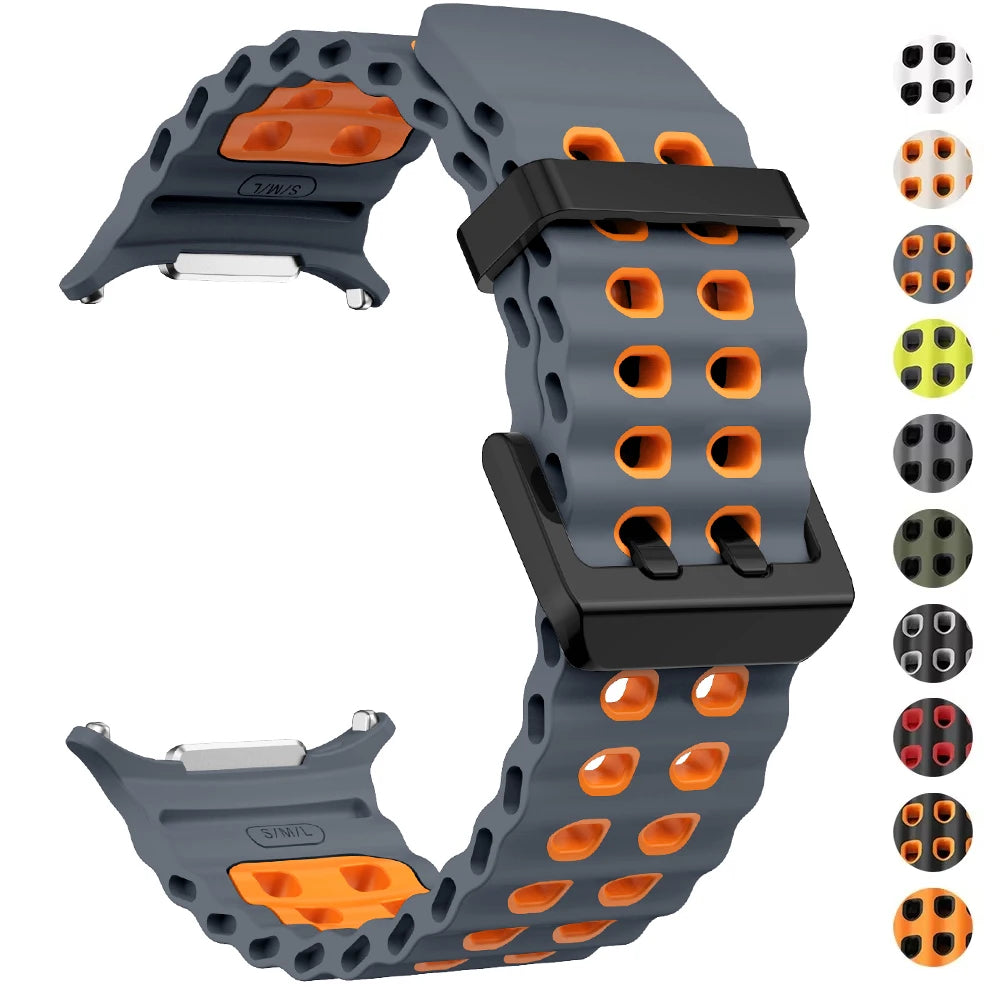 Premium Silicone Sport Watch Band for Samsung Galaxy Ultra 47mm – No-Gap Design, Two-Tone Strap