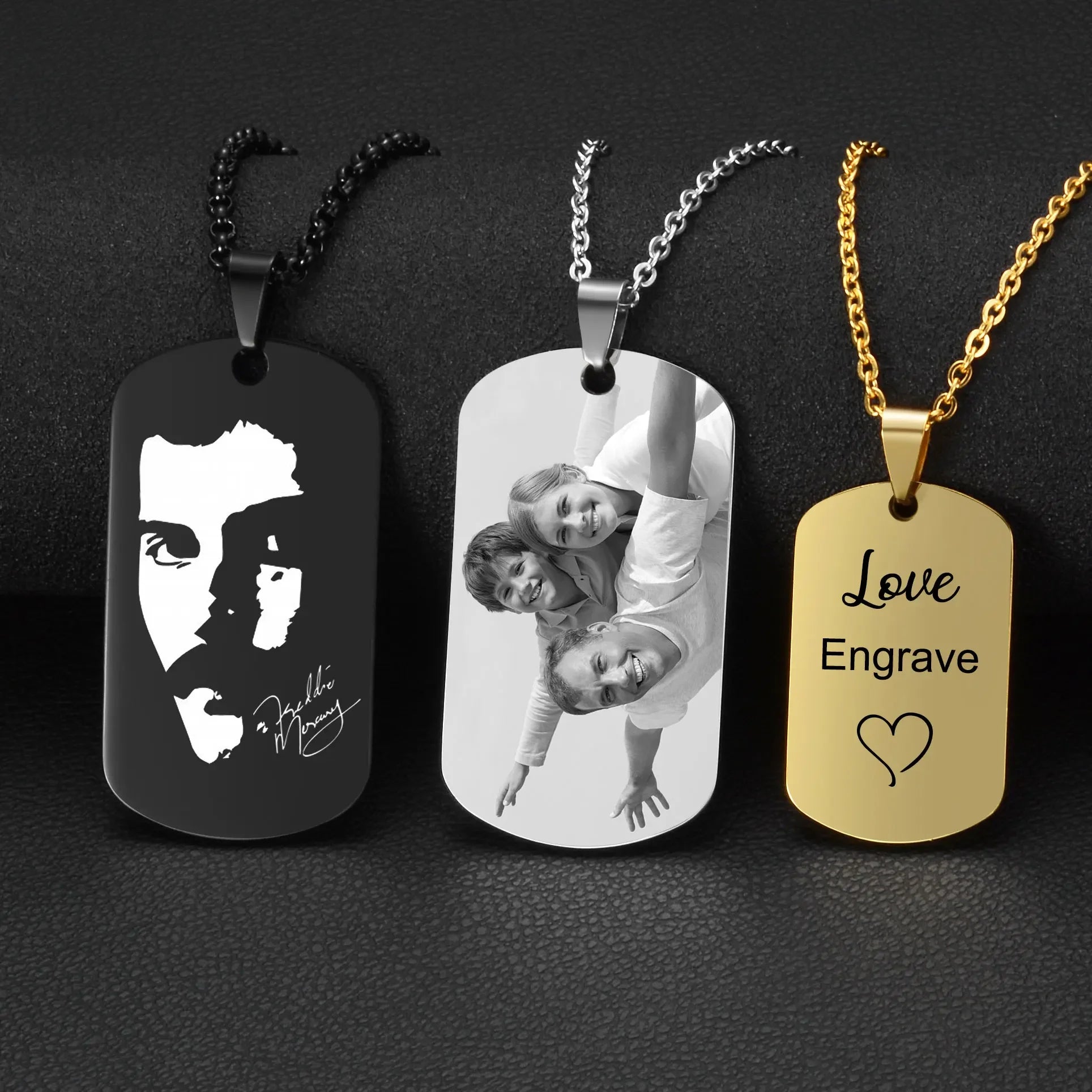 Custom Photo Necklace – Personalized Stainless Steel Pendant for Women with Engraved Pictures & Text