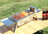 Parrilla de barbacoa plegable de acero inoxidable: parrilla de carbón portátil sin humo para el hogar y el exterior