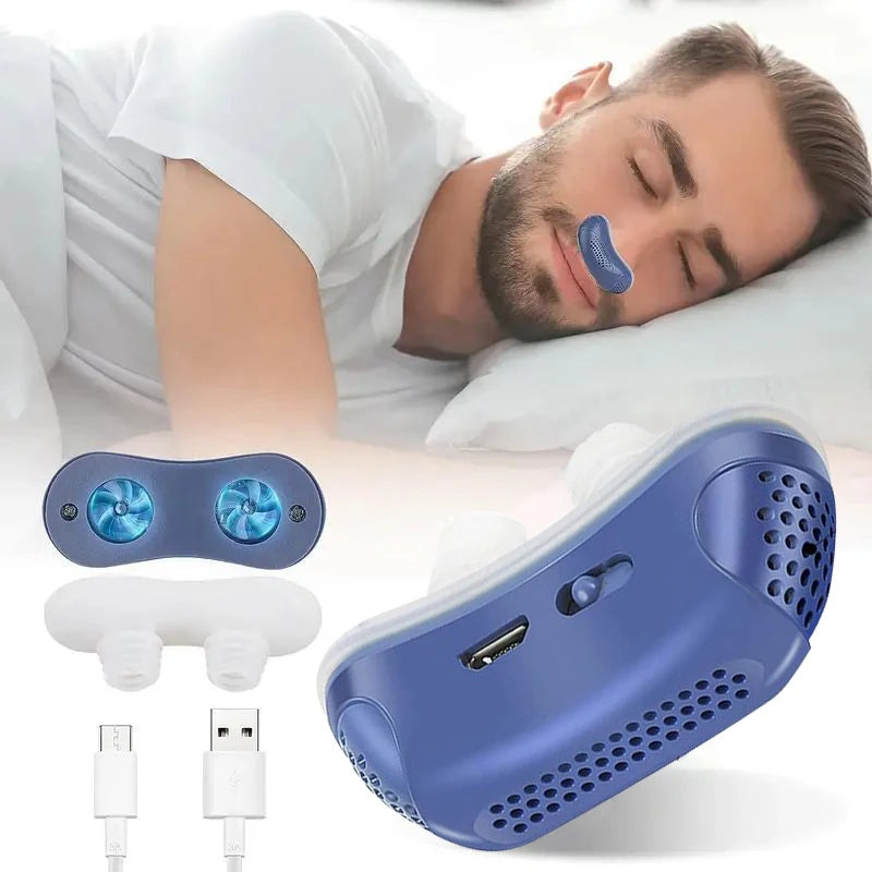 Anti Snore Nose Clip with USB Rechargeable Air Purifier – Comfortable Silicone Snoring Solution for Better Sleep