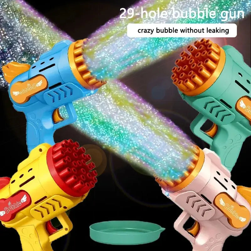 Light-Up Bubble Blaster Gun - 29-Hole Gatling Style Bubble Machine for Kids