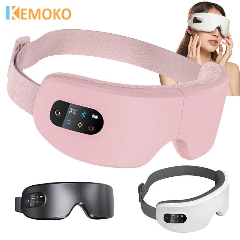 Smart Bluetooth Heated Eye Massager with Vibration & Air Pressure – Relieve Eye Fatigue, Improve Sleep & Relax Anywhere