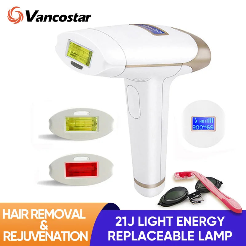 Painless IPL Laser Hair Removal Device with Rejuvenation – 2-in-1 Replaceable Lamp for Permanent Results