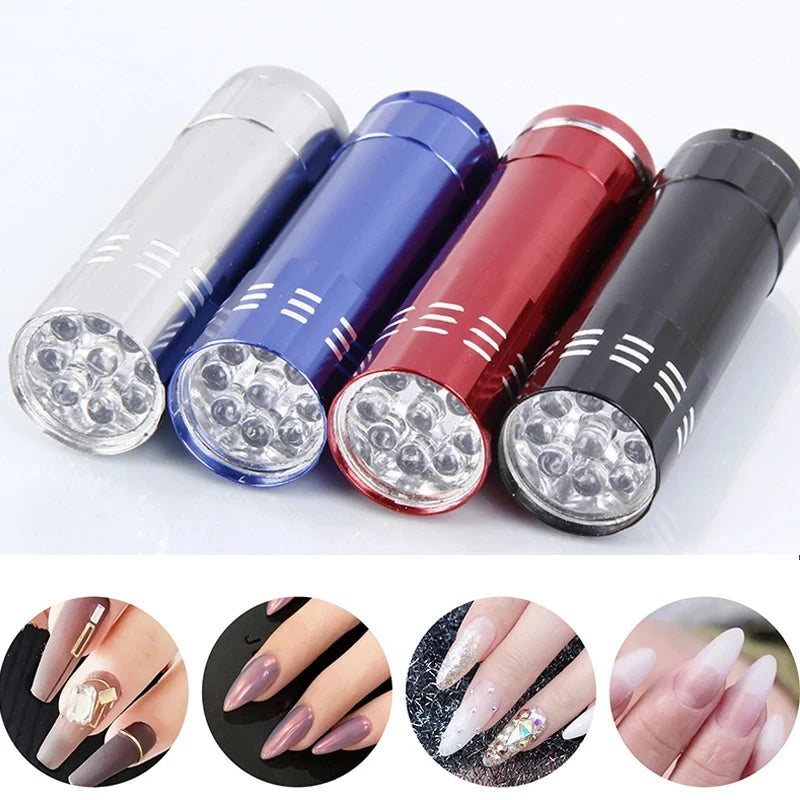9-LED UV Flashlight - Portable Nail Gel Curing Lamp & Adhesive Dryer